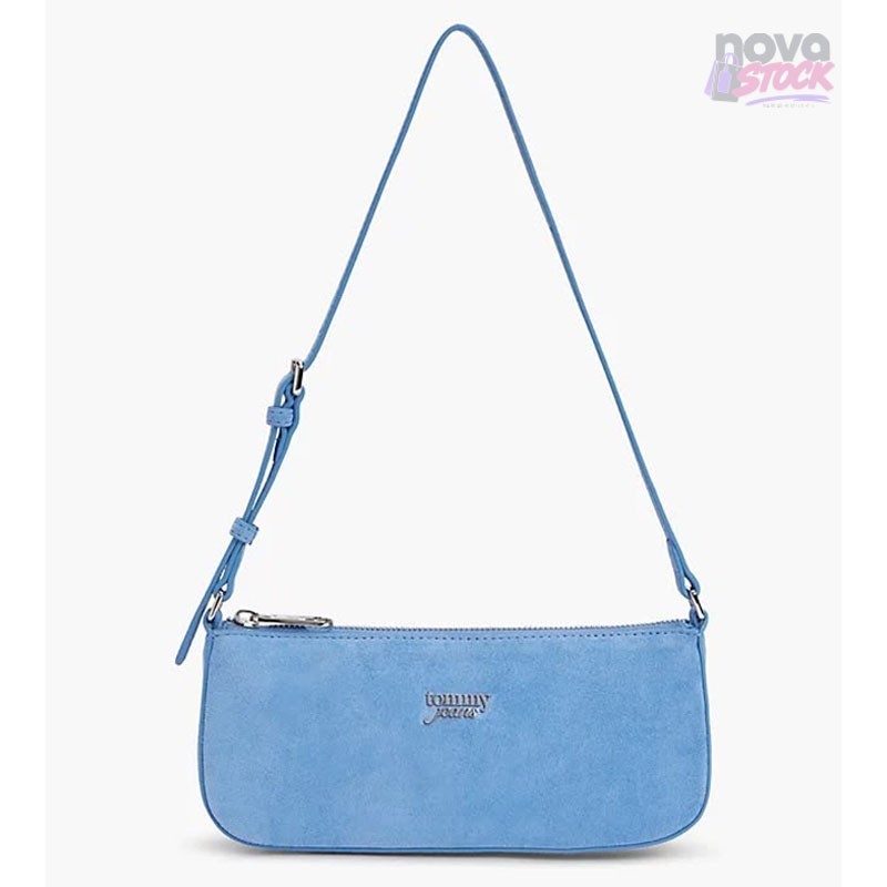 Bolso bandolera de ante con logo metalizado de Tommy Hilfiger
